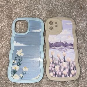 Floral iPhone Cases - Blue and Cream (IPHONE 12 case)
